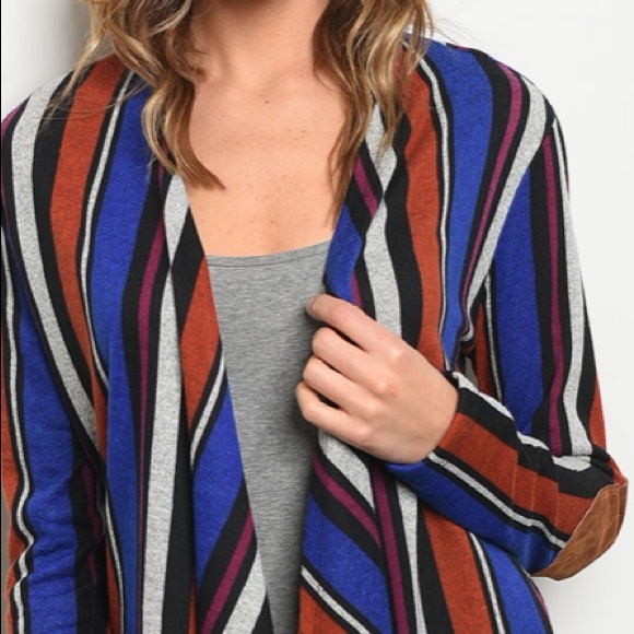 Royal & rust Striped open front knit cardigan - Picture 3 of 8